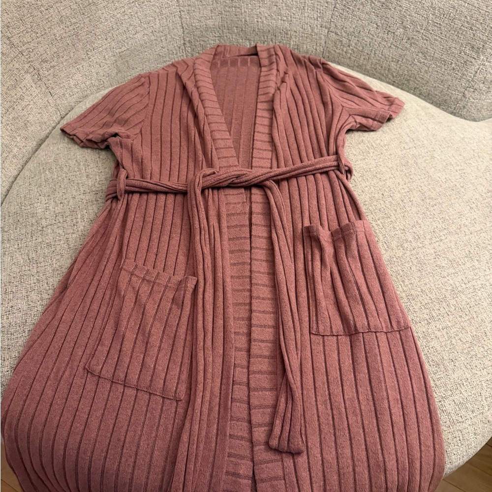 Women's Ribbed Mauve Robe